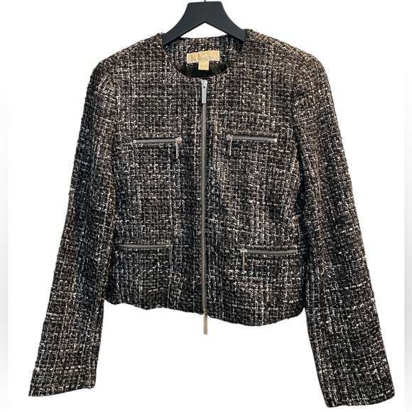 🖤Michael Kors Women’s Wool Black/White Tweed Blazer Jacket,Size 6. - Picture 1 of 16